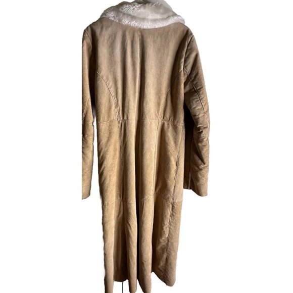 VTG Y2k Penny Lane Suede Leather Afghan Shearling Long Coat Hippie Boho Chic 6 - Picture 9 of 16